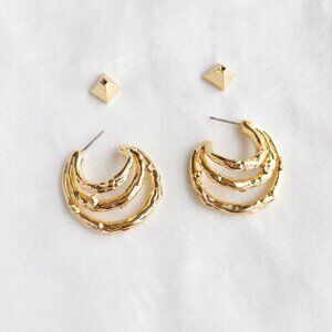 Alexis Bittar Thorn Orbit Hoop Earrings Gold Crystal Brut Collection